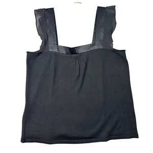 Talbots Petites 100% Merino Wool Ruffle Strap Satin Trim Tank Top Whimsigoth Med